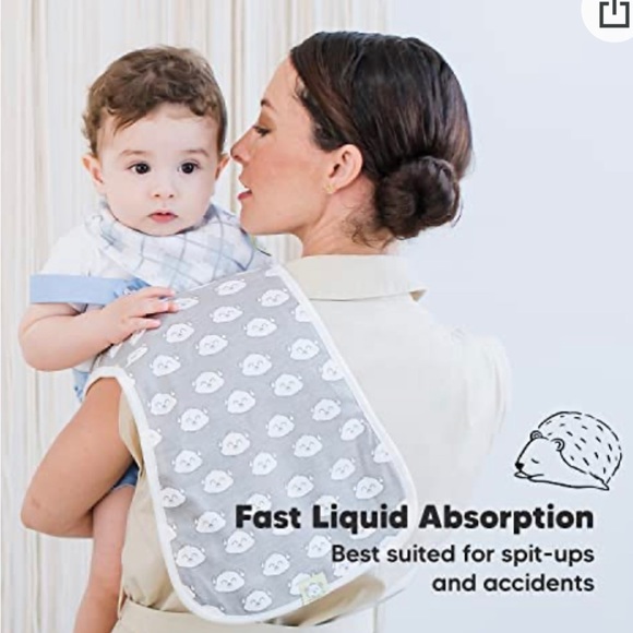 5-Pack Organic Burp Cloths for Baby, Unisex Ultra Absorbent spit up rags NWT - Picture 3 of 7